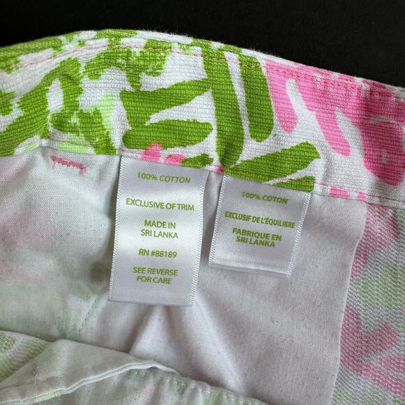 Lilly Pulitzer Adie Shorts 6 Pink Sunset Home Slice Floral Print Green - Picture 8 of 8